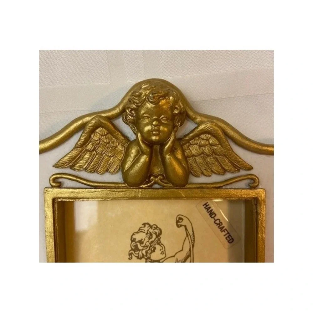 Angel Cherub 4x6 Photo Frame and Enclosed Album Gold White Celestial Star